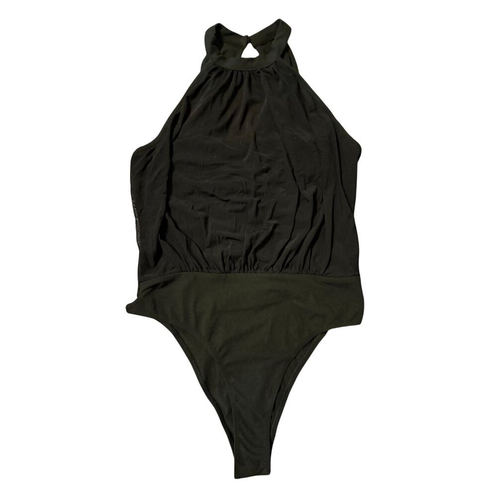 Black High-Neck Halter Bodysuit‎ S